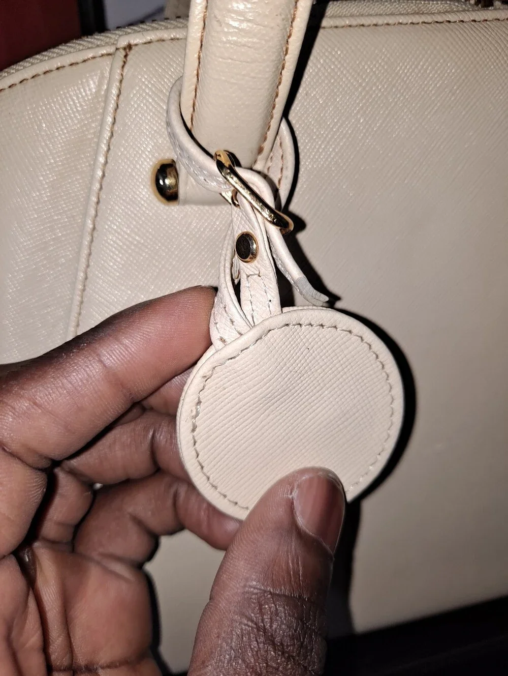 Valentino Garavani Cream Dome Satchel with Gold Medallion